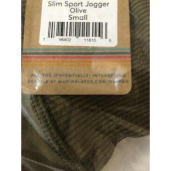 Marine Layer Slim Sport Jogger Pants Rib Drawstring Waist Olive Green NWT Small - Picture 9 of 9